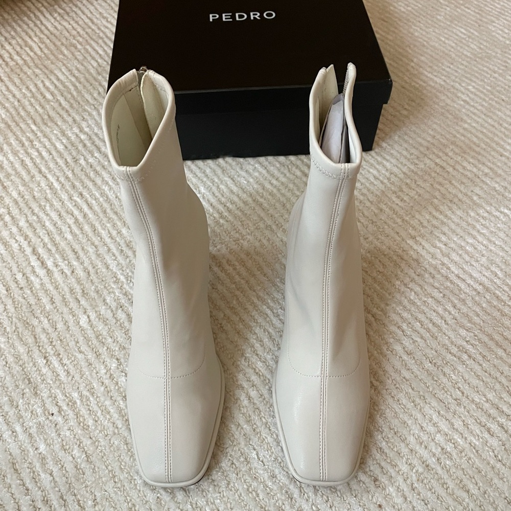 Cream Pedro Boots Square Toed Size 37